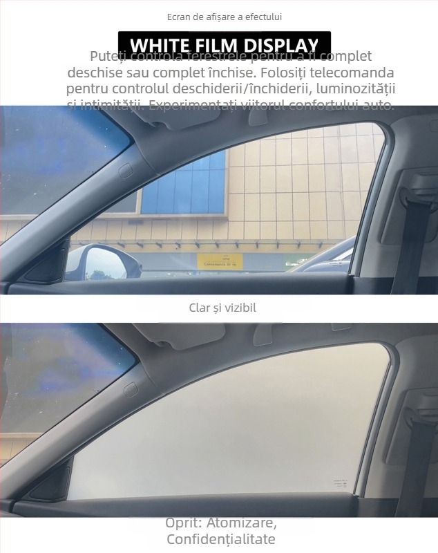 Folie auto inteligentă de dimming pentru geamuri – intimitate, nuanțare reglabilă; Seria PDLCA, Brand Double Subject, Compatibil universal, Ambalaj carton, Personalizare: Da