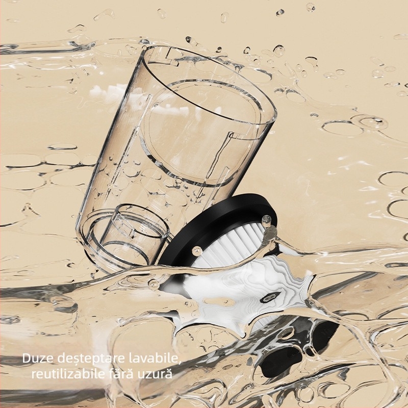 Aspirator de mână fără fir cu mop — compact, aspirație 4100–5000 Pa, baterie încorporată 1001–1600 mAh, autonomie 0–1 h, încărcare USB, recipient praf