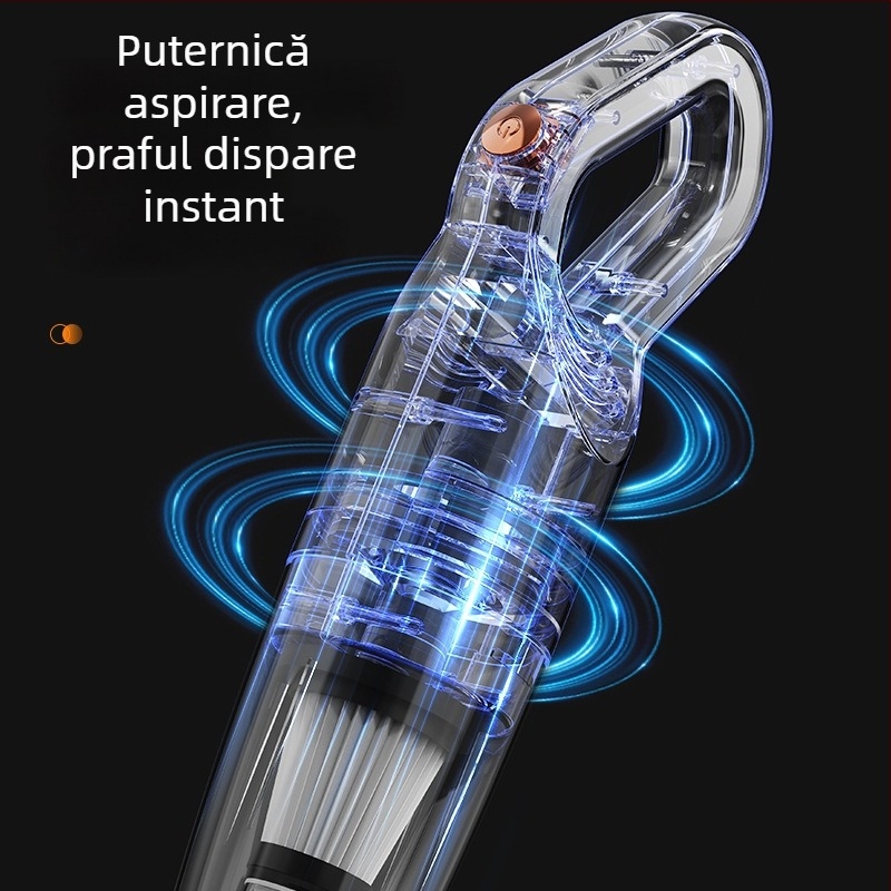 Aspirator de mână fără fir cu mop — compact, aspirație 4100–5000 Pa, baterie încorporată 1001–1600 mAh, autonomie 0–1 h, încărcare USB, recipient praf