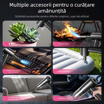 Aspirator portabil fără fir – umed și uscat, baterie încorporată de peste 5000mAh, 100W, aspirație maximă 15kPa, alimentare USB