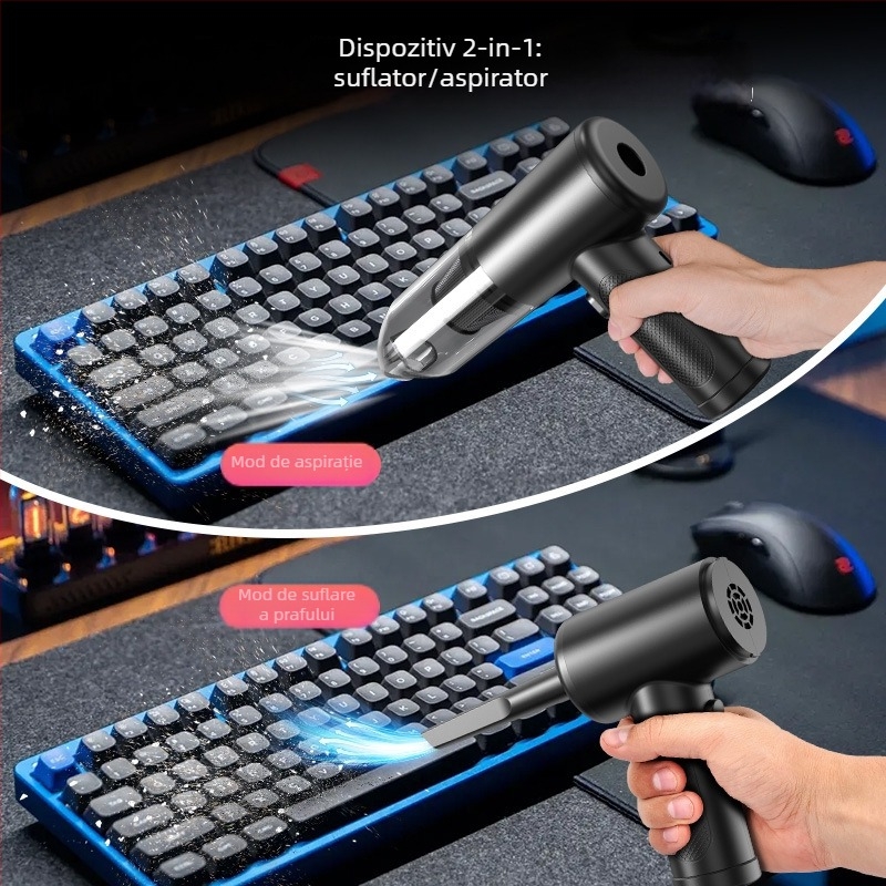 Aspirator portabil fără fir – umed și uscat, baterie încorporată de peste 5000mAh, 100W, aspirație maximă 15kPa, alimentare USB