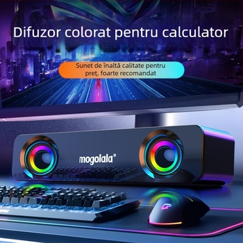 Boxe pentru calculator 2.1 canale, alimentate prin USB, intrare 3,5 mm, ieșire 5W, interval de frecvențe 100Hz-20kHz