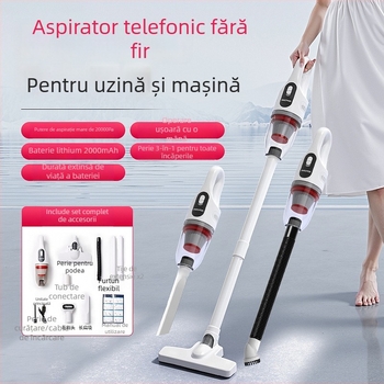 Aspirator de mână fără fir, încărcare prin USB, 120W, perie 2‑în‑1 pentru frecare și aspirare, baterie încorporată de 1600mAh