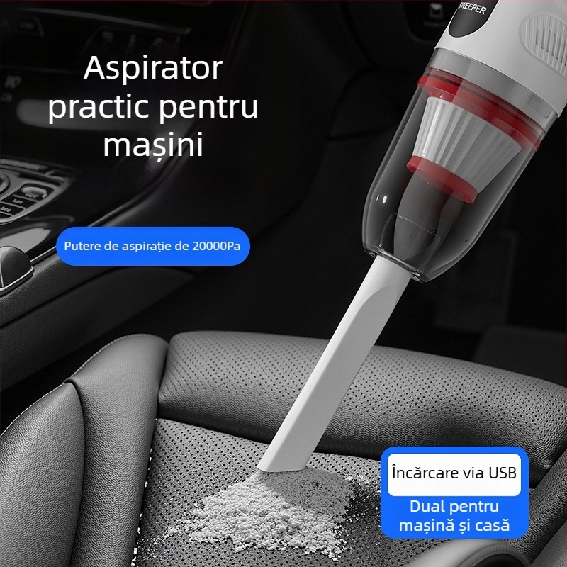Aspirator de mână fără fir, încărcare prin USB, 120W, perie 2‑în‑1 pentru frecare și aspirare, baterie încorporată de 1600mAh