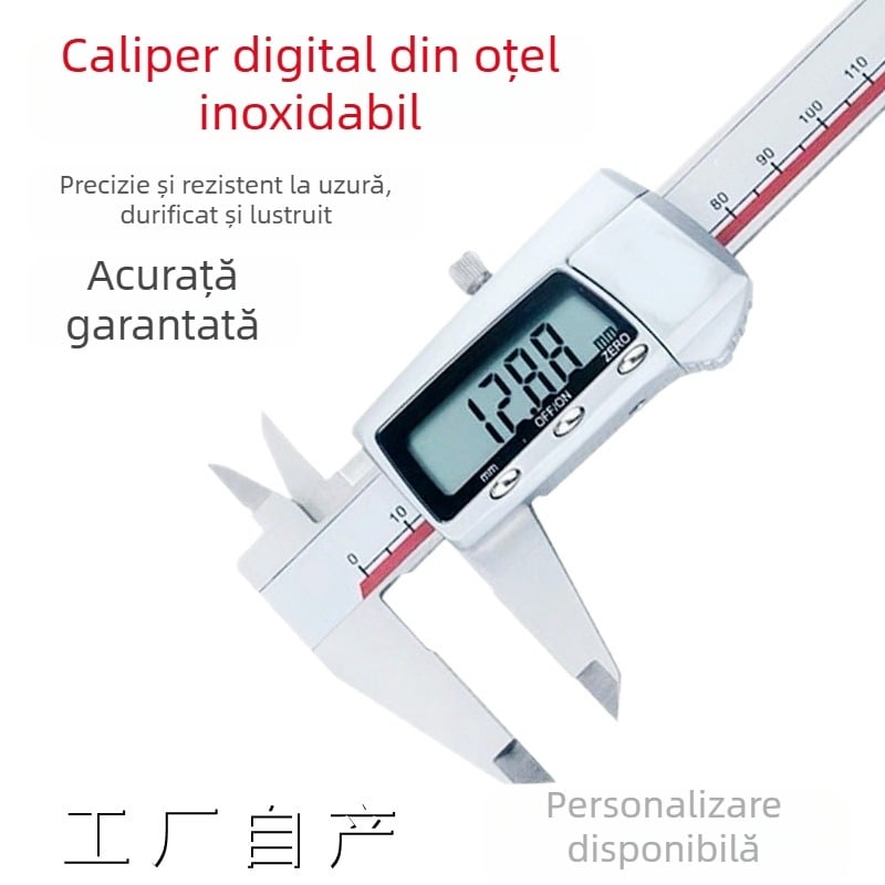 Caliper electronic digital, oțel inoxidabil, rezoluție 0,01 mm, precizie 0,01 mm, personalizare procesare disponibilă, greutate netă 0,35