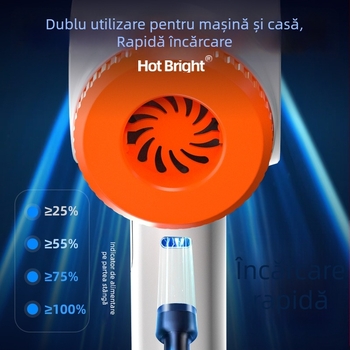 Aspirator portabil fără fir pentru mașină și casă — aspirație și suflare duală, baterie încorporată 3001–4000mAh, 5W, aspirație ≥25kPa, vid >5000Pa, alimentare USB