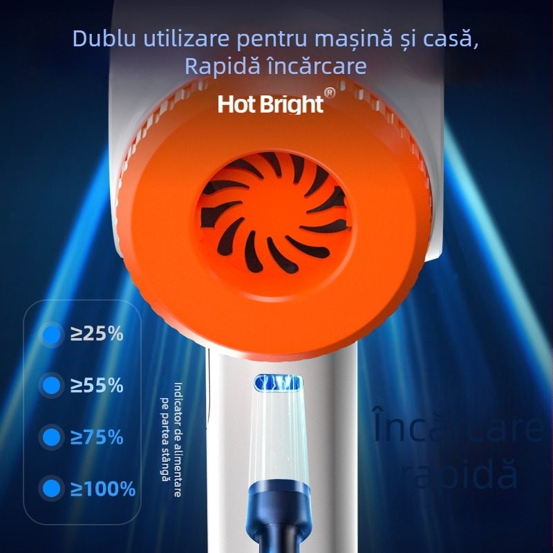 Aspirator portabil fără fir pentru mașină și casă — aspirație și suflare duală, baterie încorporată 3001–4000mAh, 5W, aspirație ≥25kPa, vid >5000Pa, alimentare USB