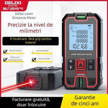 Delixi Distanțier cu Laser – Dispozitiv portabil de măsurare a distanței cu afișaj digital