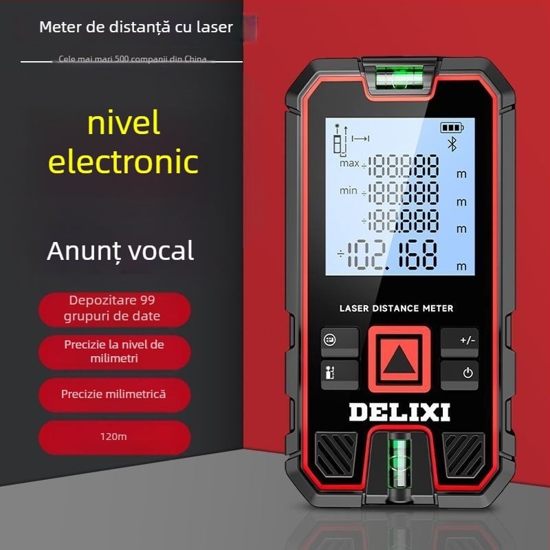 Delixi Distanțier cu Laser – Dispozitiv portabil de măsurare a distanței cu afișaj digital