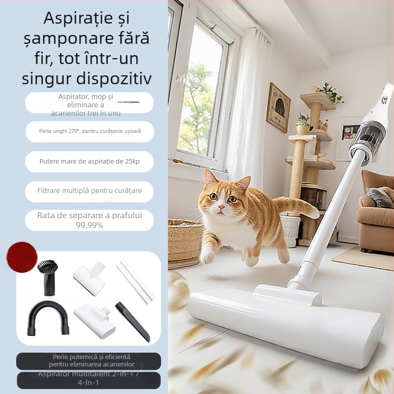 Aspirator portabil fără fir pentru casă și mașină - 120 W, baterie încorporată 1600 mAh, încărcare USB, utilizare umedă și uscată, aspirație >5000 Pa