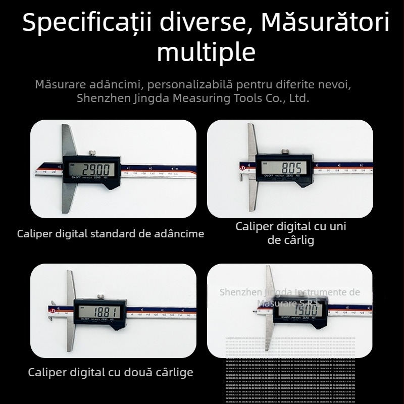Jingda Caliper Digital de Adâncime 0-200 mm, Rezoluție 0,01 mm, Ecran Digital, Oțel Inoxidabil 4Cr13