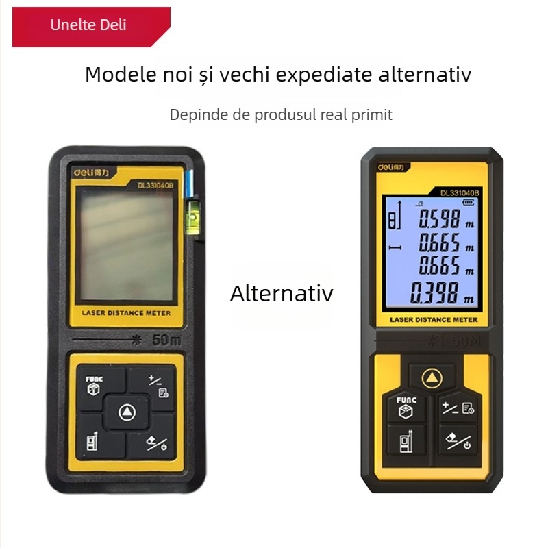 Deli distanțier laser portabil infraroșu DL331040B, rază 40/100 m, măsurător de distanță cu laser