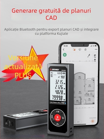 Shendawei mini distanțimetru laser Bluetooth, riglă portabilă cu infraroșu, riglă electronică pentru măsurarea încăperilor, precizie înaltă