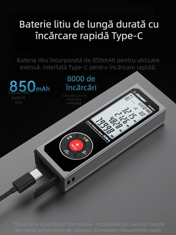Shendawei mini distanțimetru laser Bluetooth, riglă portabilă cu infraroșu, riglă electronică pentru măsurarea încăperilor, precizie înaltă