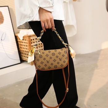 Geantă de umăr pentru femei din PU, formă pătrată mare, imprimeu retro floral, închidere cu fermoar, căptușeală din poliester, bretea simplă