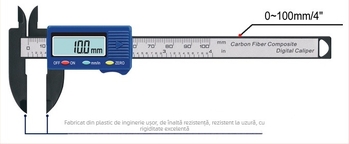 Dijite caliper digital, 0-100 mm, din plastic