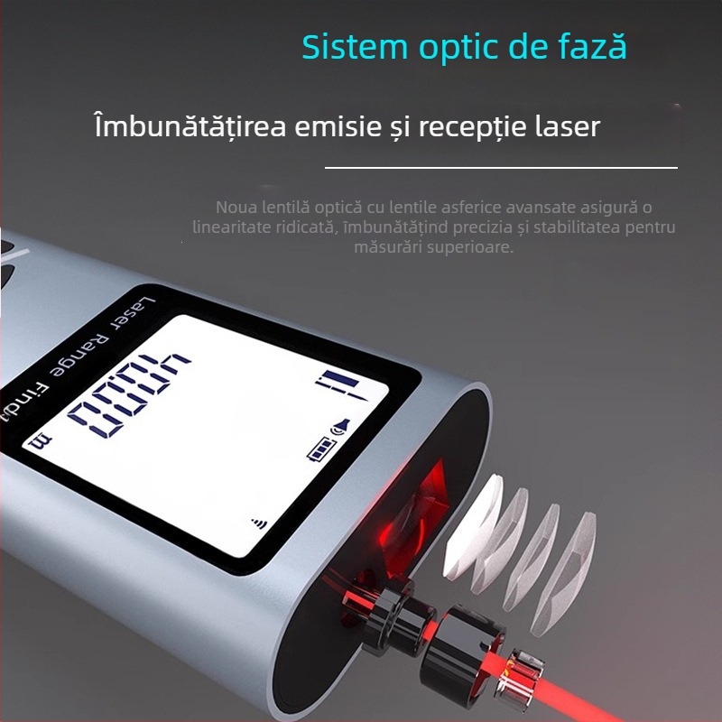 Meter de distanță cu laser, portabil, măsurare infraroșu, precizie ridicată, rază până la 40 m