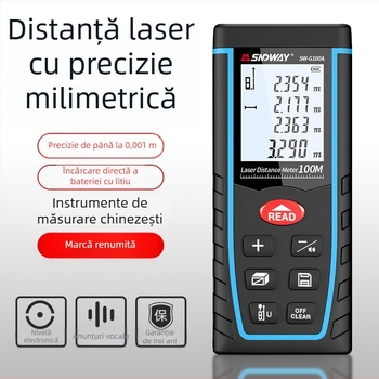 Shendawei Măsurător de distanță cu laser — riglă digitală portabilă, precizie înaltă