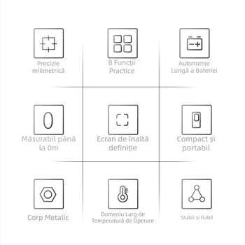Măsurător de distanță cu laser portabil, măsurare infraroșu, riglă digitală pentru măsurarea precisă a încăperilor, compact