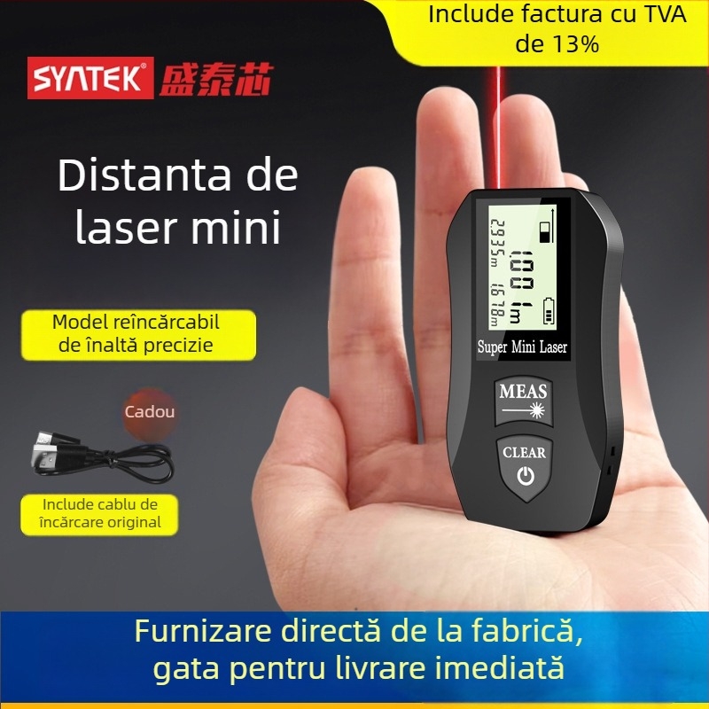 Distanțimetru cu laser MN-CJY – dispozitiv portabil pentru măsurarea distanțelor în interior/exterior, rază 30 m, greutate 70 g