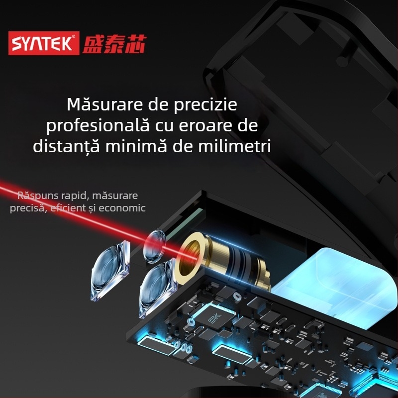 Distanțimetru cu laser MN-CJY – dispozitiv portabil pentru măsurarea distanțelor în interior/exterior, rază 30 m, greutate 70 g
