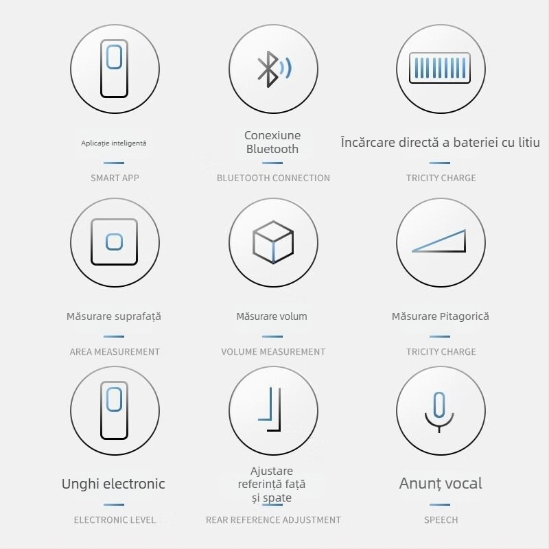 V distanțier laser cu precizie înaltă, Bluetooth, măsurare infraroșu, riglă laser, instrument electronic portabil