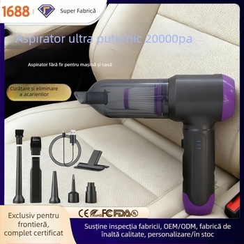 Aspirator auto fără fir, portabil, manevrabil, încărcare USB, baterie încorporată, 100 W, aspirație 15.1–20 kPa, uscat, recipient praf
