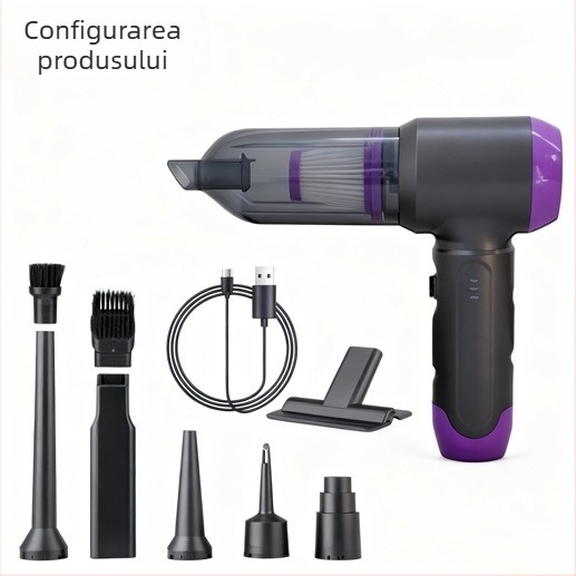 Aspirator auto fără fir, portabil, manevrabil, încărcare USB, baterie încorporată, 100 W, aspirație 15.1–20 kPa, uscat, recipient praf