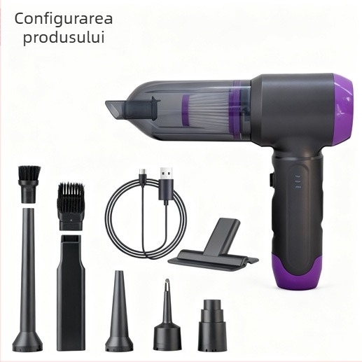 Aspirator auto fără fir, portabil, manevrabil, încărcare USB, baterie încorporată, 100 W, aspirație 15.1–20 kPa, uscat, recipient praf