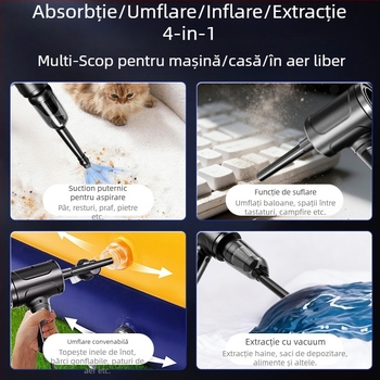Aspirator auto cu suflare și absorbție integrate, cablu de 3 m, motor DC fără peri, fără baterie, duză plată