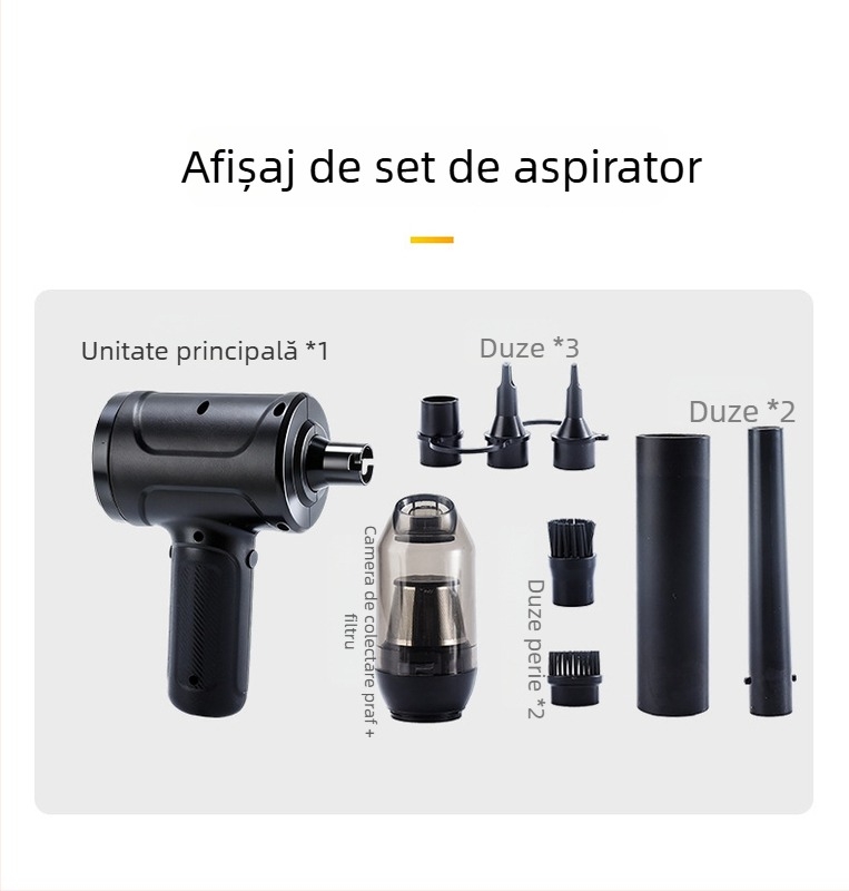 Aspirator auto cu suflare și absorbție integrate, cablu de 3 m, motor DC fără peri, fără baterie, duză plată