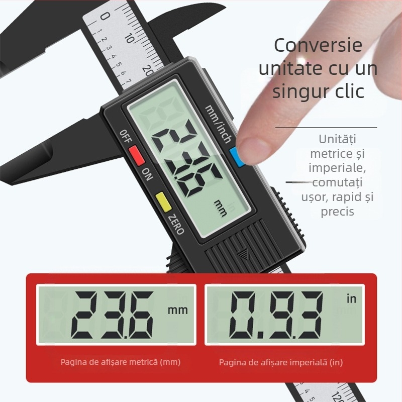 Caliper digital de înaltă precizie pentru bijuterii și uz casnic, oțel inoxidabil, afișaj digital