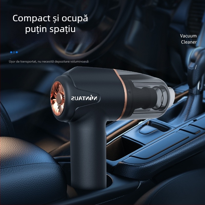 Aspirator auto portabil, fără fir, baterie încorporată 501–800 mAh, 60 W, aspirație sub 10 kPa, sac de praf