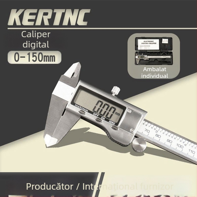 KERTNC Caliper digital cu corp din aliaj de zinc, carcasă din plastic, afișaj digital electronic, măsurare adâncime și pas