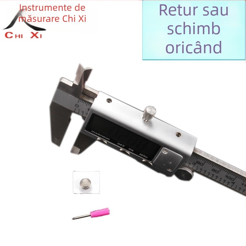 Caliper electronic digital din oțel inoxidabil; afișaj digital, patru funcții, precizie 0,01 mm