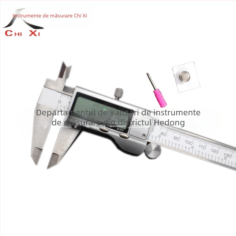 Caliper electronic digital din oțel inoxidabil; afișaj digital, patru funcții, precizie 0,01 mm