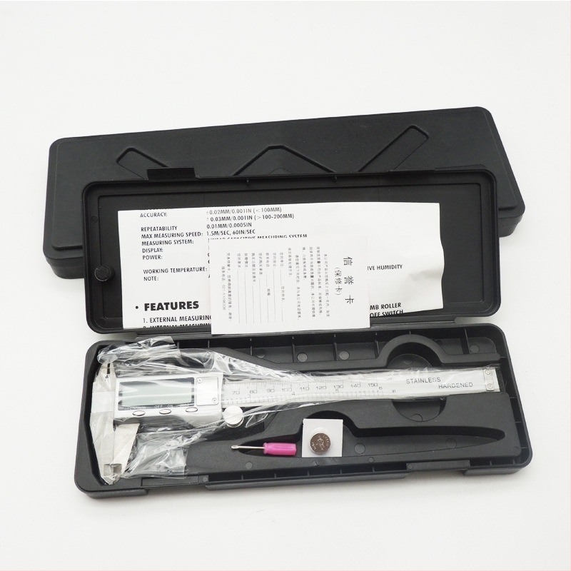Caliper electronic digital din oțel inoxidabil; afișaj digital, patru funcții, precizie 0,01 mm