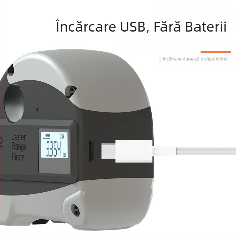 Distanțier laser portabil cu rază 30+5 m, precizie 0,01 m, corp ABS, baterie litiu, pentru decor interior
