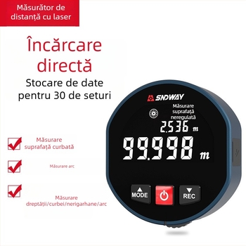Măsurător de distanță portabil cu role SW-X30D, afișaj digital, interval 0–99 m, precizie 0.1, tensiune 3.7 V