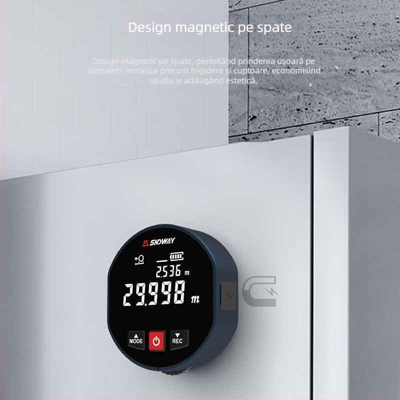 Măsurător de distanță portabil cu role SW-X30D, afișaj digital, interval 0–99 m, precizie 0.1, tensiune 3.7 V