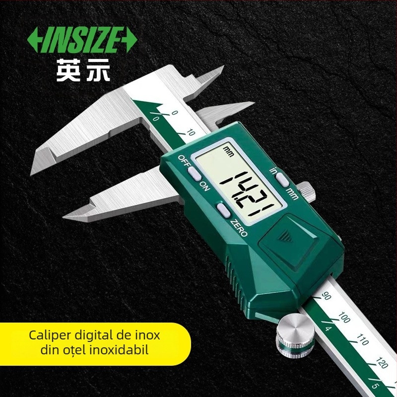 Insize Caliper digital din oțel inoxidabil, grad industrial, model 1108-200C, precizie înaltă