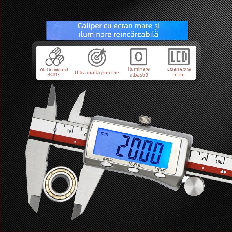Caliper digital cu ecran mare iluminat, precizie înaltă, marcă OEM, reîncărcabil