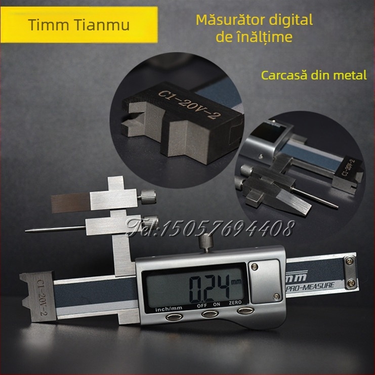 Caliper diferențial cu afișaj digital, model C1-20V-2, oțel inoxidabil, rezoluție 0,01, precizie 0,003