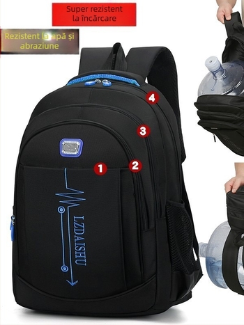 Rucsac Oxford unisex pentru afaceri, compartiment pentru laptop de 15 inchi, capacitate sub 20 L, respirabil, impermeabil, rezistent, cu curea de transport cu pernă de aer.
