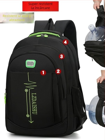 Rucsac Oxford unisex pentru afaceri, compartiment pentru laptop de 15 inchi, capacitate sub 20 L, respirabil, impermeabil, rezistent, cu curea de transport cu pernă de aer.