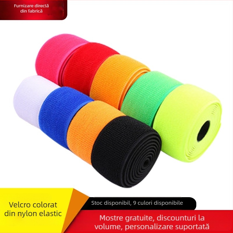 Bandă elastică Velcro din nylon – autoadezivă, pentru talie și legarea picioarelor, pentru îmbrăcăminte și uz industrial