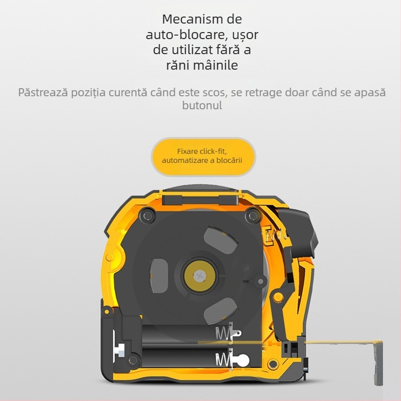 Distanțier laser portabil cu bandă și măsurare infraroșie, gamă 0–60 m, precizie ±2, tensiune de funcționare 1,5 V