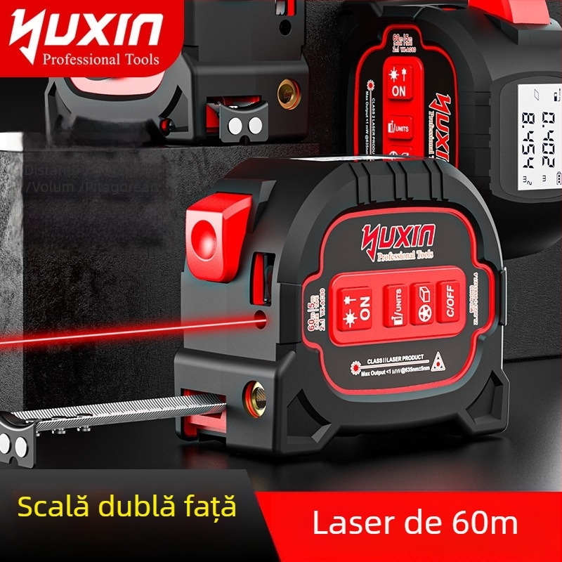 Distanțier laser multifuncțional cu rază de 60 m, precizie ±2 mm, IP54, 315 g, baterie Li-ion reîncărcabilă