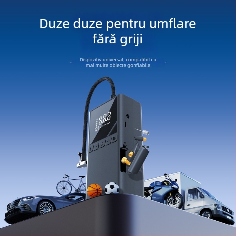 Pompa de aer pentru mașină cu afișaj digital, alimentare USB, 80W, 5V2A, 70 L/min, umflare extrem de rapidă