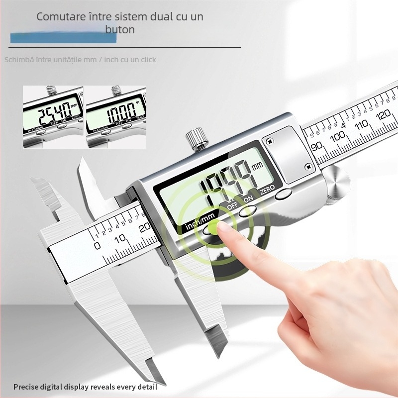 Caliper digital cu fibră de carbon, ecran LCD mare, măsurare diametru interior și exterior, marca Skoda